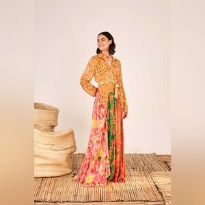 NWT FARM Rio Mixed Prints Maxi Chemise